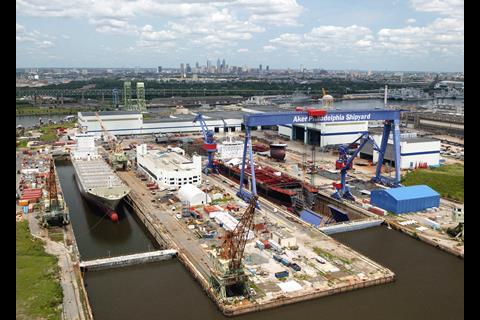 Boxship and tanker production at Philly Shipyard (credit: Philly Shipyard)